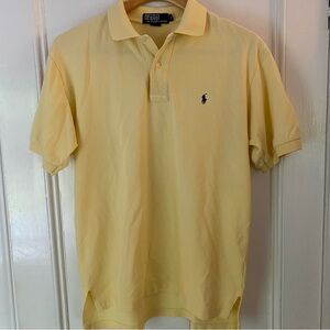 Polo by Ralph Lauren Shirt Mens M Yellow Short Sleeve Blue Pony logo Preppy Golf